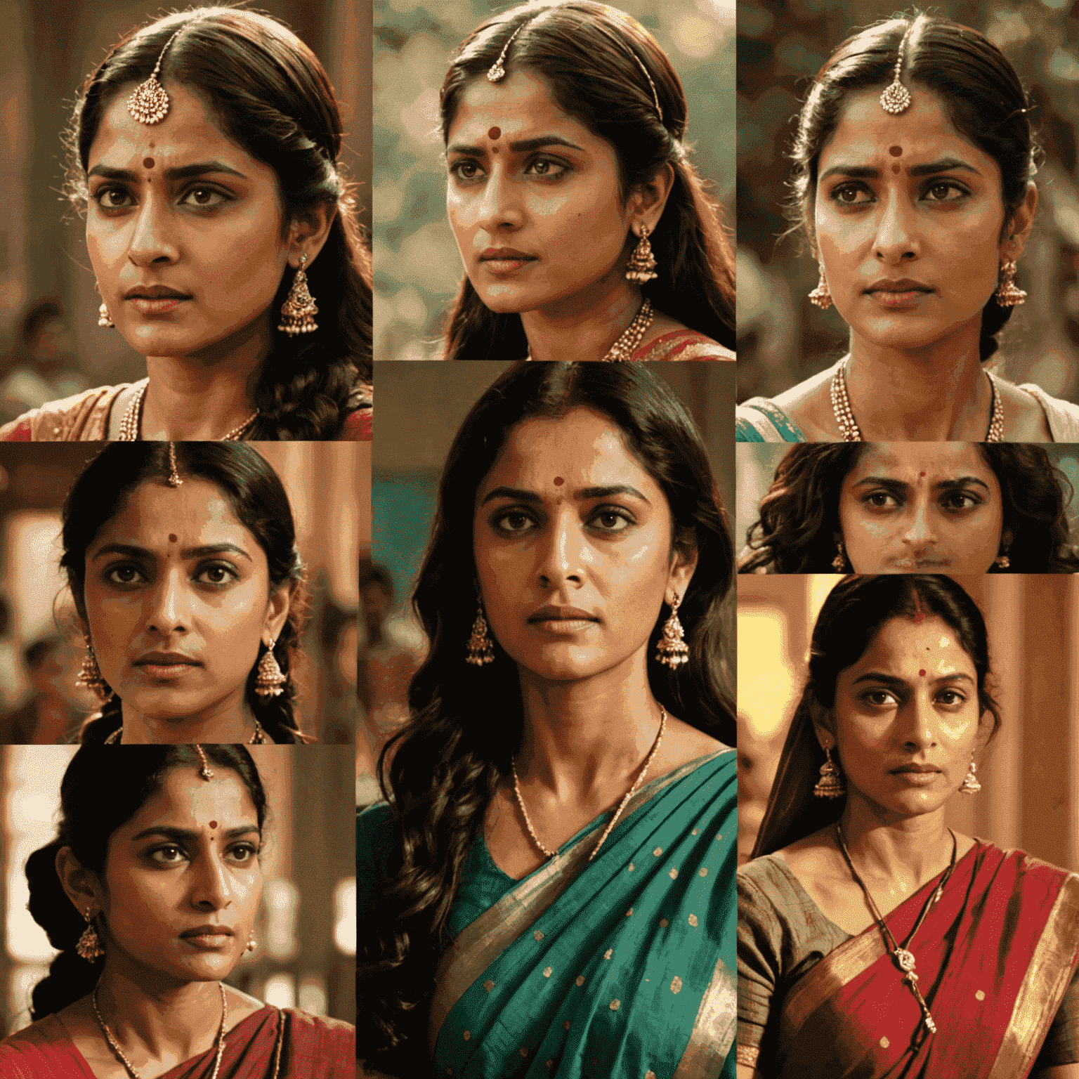 Contrasting images of female characters in Indian cinema, from traditional roles to modern, empowered portrayals